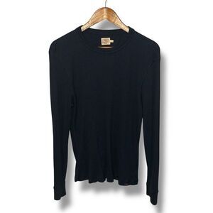 Faherty Navy Crewneck Crepe Knit Sweatshirt Sz L